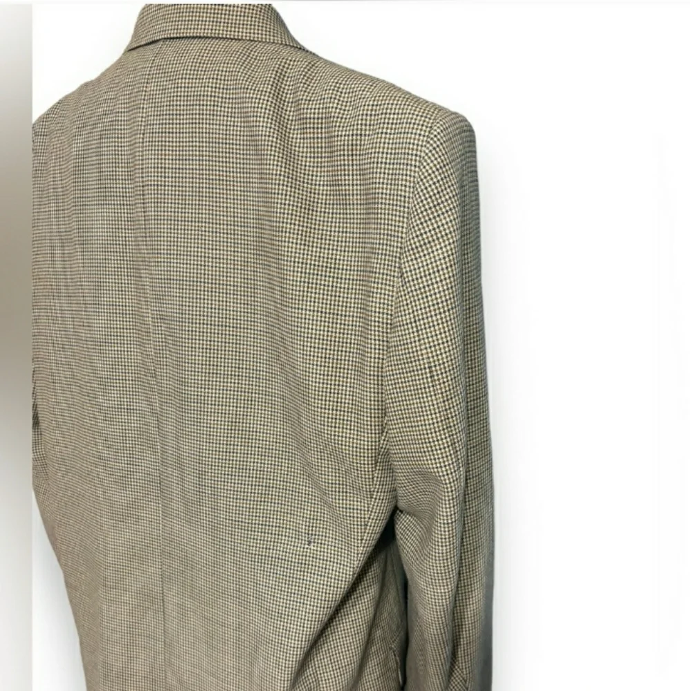 OSCA DE LA RENTA 2 Button Tan/Navy Houndstooth Blazer